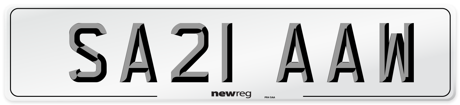 SA21 AAW Number Plate from New Reg